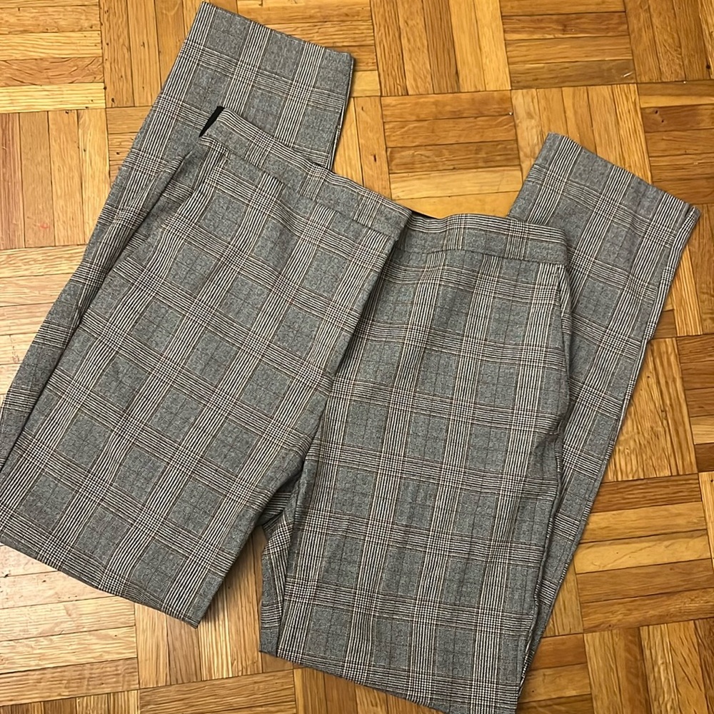 Zara Brown/Black Plaid Ankle Trouser Pants - Picture 1 of 5